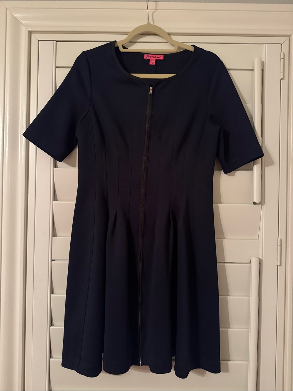 Betsey Johnson Navy Zip-Front Fit & Flare Dress